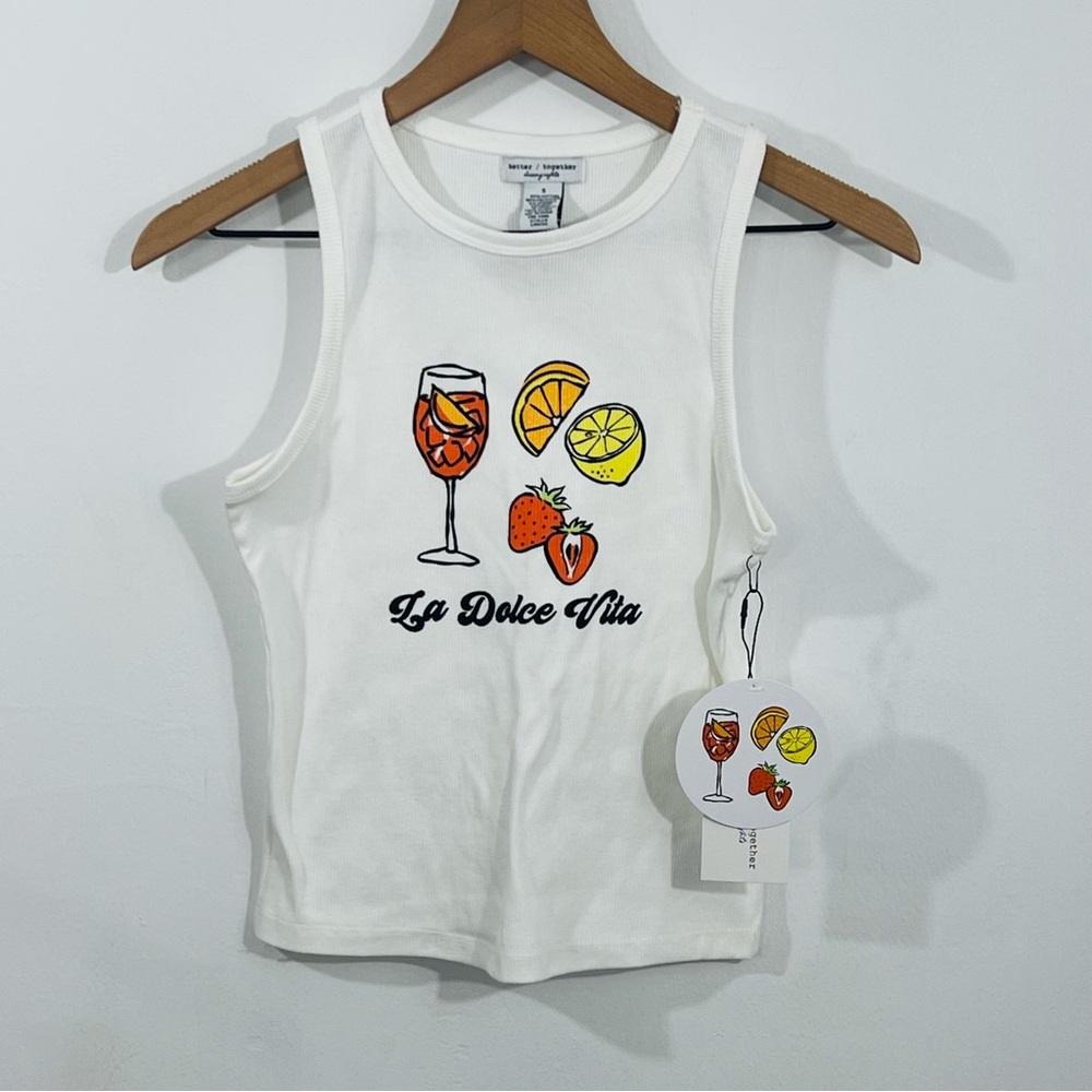Better / Together White Ribbed Graphic Tank La Dolce Vita Graphic Aperol Spritz - Picture 2 of 7